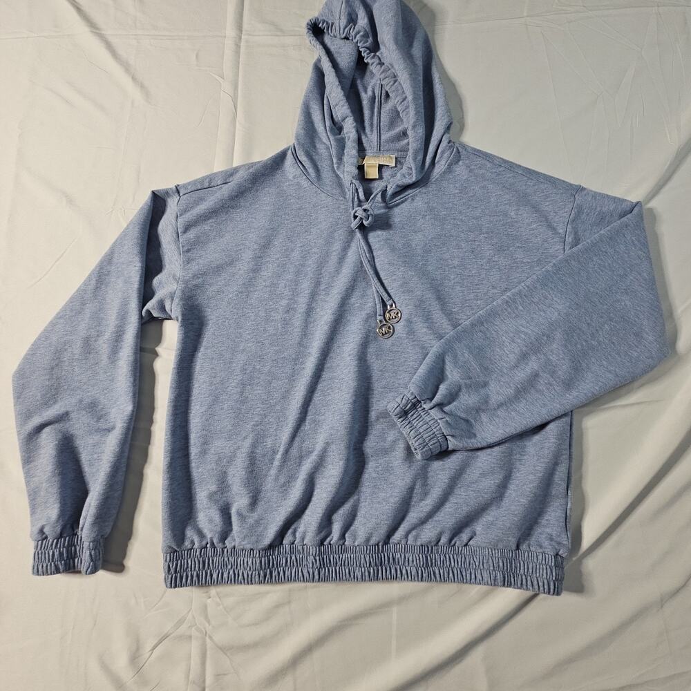Michael Kors Women's M Blue Pullover Hoodie Cotton Blend Stretch Sweatshirt
